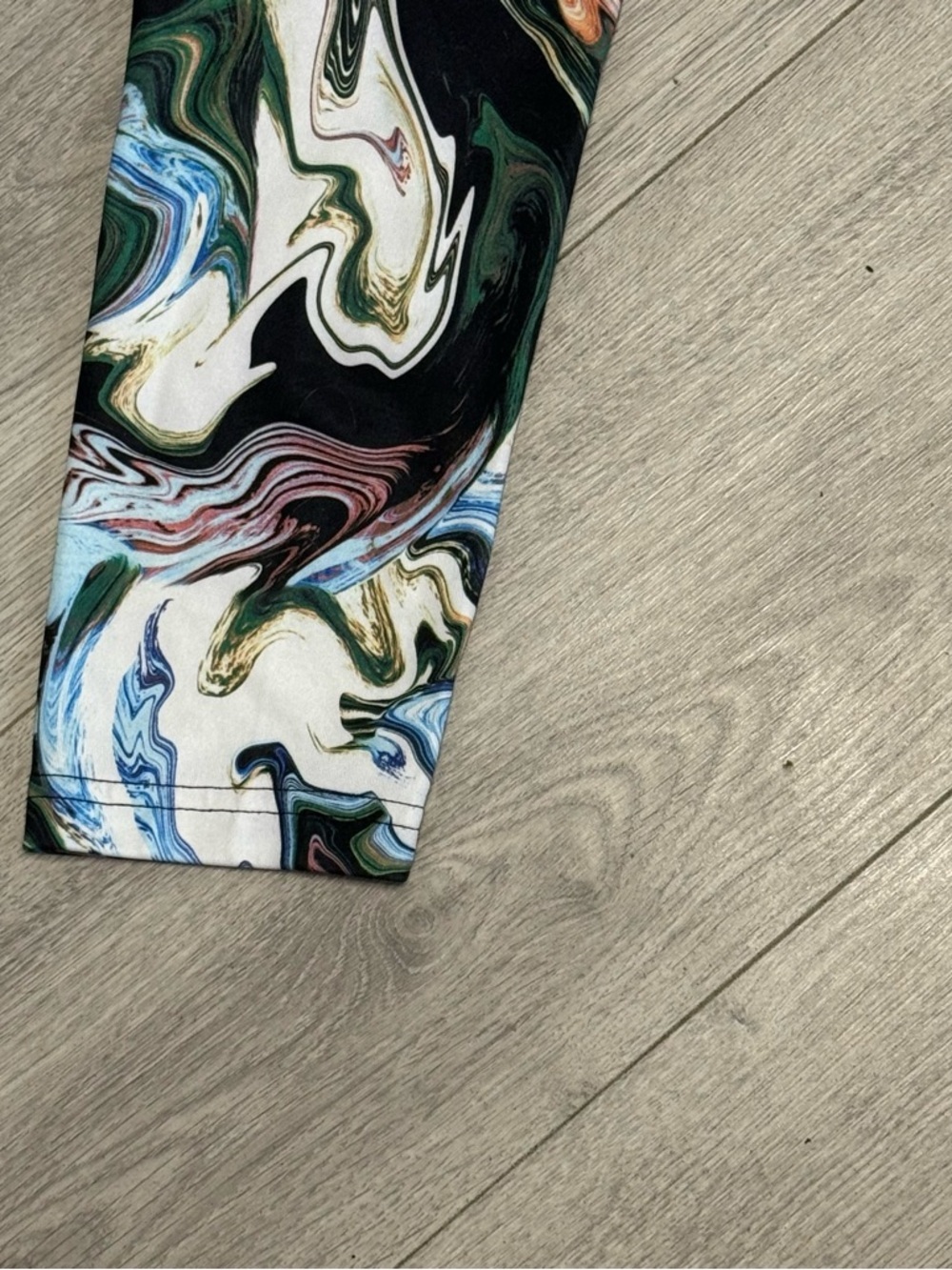 Nike Womens Marble Watercolor Print Athletic Leggings Black Waistband AH6499-010 - Picture 4 of 12